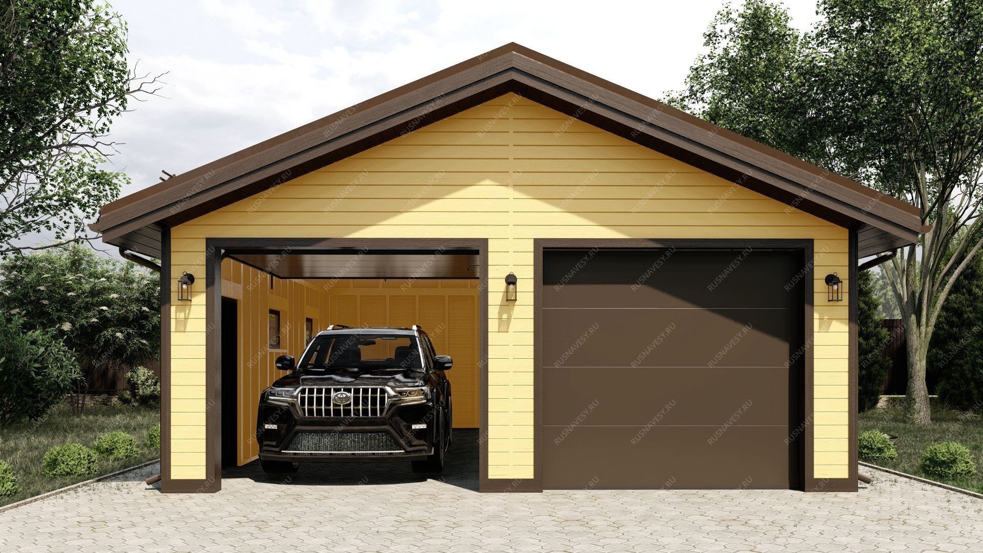 В какой цвет покрасить гараж снаружи крыша коричневая - 91 фото